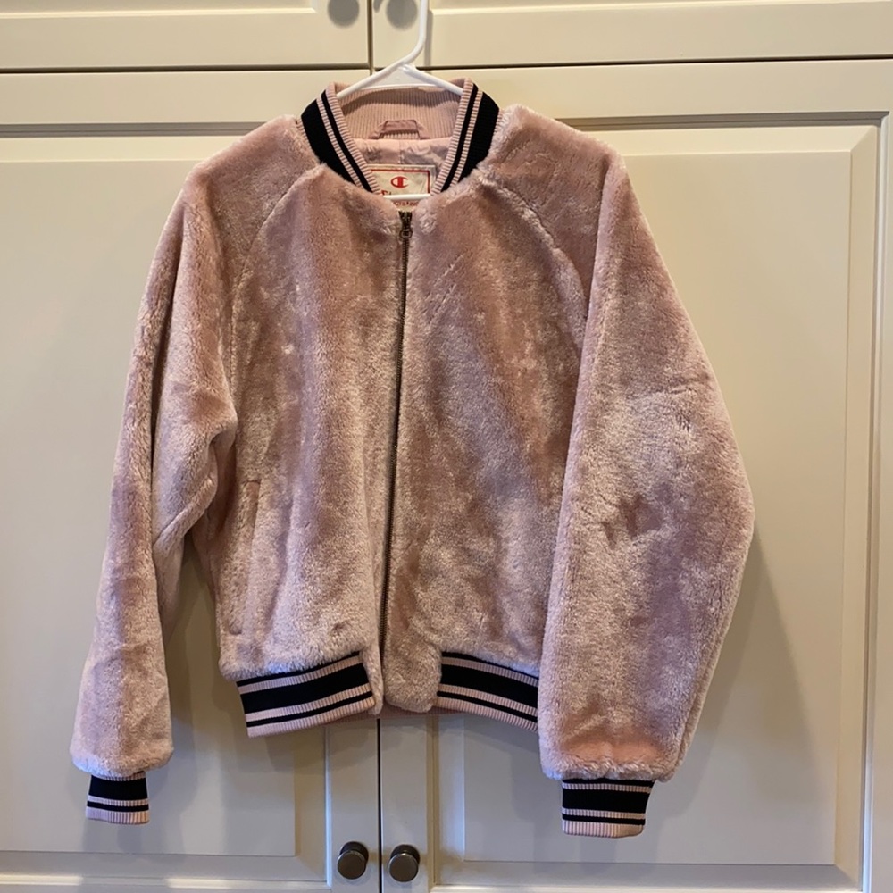 Women’s small Champion bomber jacket.